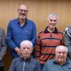 Auf dem Foto Harald Kugler (1. Schützenmeister), Thomas Zimmermann, Gerhard Kollek, Fabian Kraus (2. Schützenmeister), vorne sitzend: Walter Otter, Engelbert Gösswein.