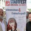 Wolfgang Weier (links), Geschäftsführer des Stadtmarketing-Vereins "Würzburg macht Spaß", und der stellvertretende Vereinsvorsitzende Joachim "JoJo" Schulz werben für das 31. Würzburger Stadtfest am 13. Und 14. September. 