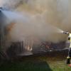 Rund 40 Ster Brennholz verbrannten im Feuer bei Rieneck. Rund 40 Ster Brennholz verbrannten im Feuer bei Rieneck.