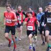 Die Führenden im Rennen über 6,7 Kilometer: (vorne von links) Volker Goineau (später Zweiter der Männer-Konkurrenz), Rhys Daniel Bishop (Männersieger), Maja Betz (Frauensiegerin) und Elias Kriester (Vierter der Männer-Konkurrenz).