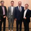 Der Landesgeschäftsführer des Verbands Baden-Württembergischer Bürgermeister Harald Ehrler (links) verabschiedete gemeinsam mit dem Sprecher der Bürgermeister im Main-Tauber-Kreis, Frank Menikheim, Ottmar Dürr (vierter von links) als Kreisvorsitzenden. Neu in den Kreisvorstand gewählt wurde Schriftführer Benjamin Czernin (dritter von links). Als Nachfolger von Ottmar Dürr tritt Joachim Döffinger (Zweiter von rechts) die Stelle des Kreisvorsitzenden an.