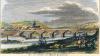 Die Marktheidenfelder Mainbrücke im Jahr 1845 auf einem colorierten Holzstich.