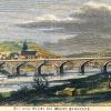 Die Marktheidenfelder Mainbrücke im Jahr 1845 auf einem colorierten Holzstich.