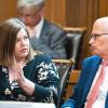 Katharina Fegebank (Die Grünen) und Peter Tschentscher (SPD) stellen sich am Sonntag in Hamburg zur Wahl.