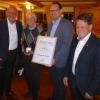 Max Brugger, Altbürgermeister von Gais (Zweiter von links) erhielt die Stadtplakette in Silber von (von links) Karlstadts Bürgermeister Paul Kruck, dem Vorsitzenden des Vereinsrings Michael Hombach und dem Bürgermeister von Gais Christian Gartner. Max Brugger, Altbürgermeister von Gais (Zweiter von links) erhielt die Stadtplakette in Silber von (von links) Karlstadts Bürgermeister Paul Kruck, dem Vorsitzenden des Vereinsrings Michael Hombach und dem Bürgermeister von Gais Christian Gartner.