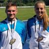 Die beiden U-18-Medaillengewinner des TV Marktheidenfeld: Nick Albrecht wurde bayerischer Meister über 400 Meter Hürden, Jana Rothaug sicherte sich die Bronzemedaille im Dreisprung.