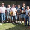 Siegerehrung bei den Schützen in Stierhöfstetten. Im Bild (von links): der Wiesenbronner Schützenmeister Metin Polat, Oberscheinfelds Bürgermeister Peter Sendner Dieter Wondrak (2. Ritter beim Bürgerschießen), Bürgerkönig Fredrich Barthelmeß, Hans Münich, Bernhard Hager (1.Ritter), Johannes Weiß (SVO), Günter Kleinlein (SVO) und Schützenmeisterin Barbara Wagner.