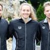 Ruwen Straub, Leonie Beck und Sören Meißner (von links) bestreiten für den SV 05 Würzburg die Freiwasser-WM der Schwimmer.