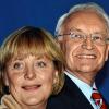 2002: CDU-Vorsitzende Angela Merkel mit dem Kanzlerkandidaten der Union, Edmund Stoiber. 2002: CDU-Vorsitzende Angela Merkel mit dem Kanzlerkandidaten der Union, Edmund Stoiber.