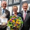 Landrat Thomas Habermann (links) und Bezirkstagspräsident Erwin Dotzel dankten der langjährigen Museumsleiterin Sabine Fechter im Namen des Zweckverbands Fränkisches Freilandmuseum für ihr Schaffen. Fechter wechselt zum 1. Juli an das Vonderau-Museum nach Fulda.