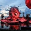 Eine Szene der Oper „Rigoletto“ von Verdi bei der Fotoprobe auf der Seebühne im Rahmen der Bregenzer Festspiele.