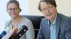 Nina Scheer (SPD) und Karl Lauterbach (SPD) beantworten auf einer Pressekonferenz im Jakob-Kaiser-Haus in Berlin Fragen zu ihren Bewerbungen um die Kandidatur für den SPD-Parteivorsitz.