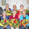 Der Frauengruppe von Anbeginn an treu: (hinten, von links) Bezirksleiterin Ilse Wallrapp, Rosemarie Dicker, Christa Müller, Renate Kempf und Vorsitzender Andreas Stollberger; (vorne, von links) Johanna Löhnert, Elsa Merz und Sieglinde Rösch.