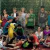 Geschafft, aber gut gelaunt: Beim Sport- und Spielfest der Stadt haben 40 junge Teilnehmer mitgemacht. Mit im Bild (von links): Sportamtsleiter René Gutermann, Mitarbeiter des ISB, Sachgebietsleiterin Sport Christina Rumpel sowie Hans Friedrich.