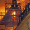 Brand in der Nacht: Flammen in der St. Martha Kirche in Nürnberg.