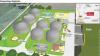 So soll sie aussehen, die geplante Biogasanlage in der Flur zwischen Rügshofen und Mönchstockheim. Links in der Grafik ist der bestehende Betonweg zu sehen, der von der Staatsstraße am Biotop des ehemaligen Vetter-Sees vorbei in Richtung ehemaliger Erdaushubdeponie verläuft. Entlang des Weges hat das Betriebsgelände eine Länge von rund 190 Metern, inklusive den Fahrsilos (rechts) wird es bis zu 245 Metern breit werden.