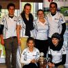 Ihnen gehört der Frankenpokal der Nachwuchsgolfer: (hinten von links) Konstantin Raab, Veronika de Bochdanovits, Carolin Flaskamp, Puyan Farienfar sowie (vorne von links) Theresa de Bochdanovits und Marie-Céline Stuis.