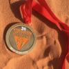 Die Auszeichnung für die Anstrengungen beim "Marathon des Sables 2019": eine Medaille im Wüstensand Die Auszeichnung für die Anstrengungen beim "Marathon des Sables 2019": eine Medaille im Wüstensand