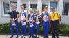 Wettkampffoto mit Urkunde und Medaille (von links) Timo Heilmann, Johannes Geiger, Victor Schwägerl, Eilas Blume, Jan Schäfer und Karl Kraus.