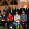 Empfang im Rathaussaal: Bürgermeister Wolfgang Vockel ((Zweiter von links) mit den geehrten Fechtern, Betreuern und den Vorständen des Fechtclubs Tauberbischofsheim.