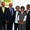 Abschied von der Sparkasse: Vorstandsvorsitzender Rudolf Fuchs (von links), die künftigen Ruheständler Claus Roth, Johann Greser, Margit Krejci, Ulrike Müller und Edgar Klüpfel mit Herbert Schuhmann, Gebietsdirektor Lohr/Marktheidenfeld.