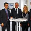Jetzt auch in der Kreisstadt: Zur Eröffnung des Marketingstandortes der Firma Haltec beglückwünschte Bürgermeister Bruno Altrichter (Mitte) das Mitarbeiterteam, welches von Geschäftsführer Jens Geißner (Zweiter von links) vorgestellt wurde. Diese sind von links Uwe Schmitt, Susanne Neugebauer und Kai Steinmetzer.