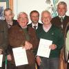 Seit 40 oder gar 50 Jahren halten diese Jäger der Kreisgruppe Haßfurt im Bayerischen Jagdverband die Treue. Das Bild zeigt (von links) Karl Ehinger, Otto Steinmetz, Wolfgang Weiglein, Bernd Reinhard, Andreas Koch, Dr. Horst Voll, stellvertretenden Vorsitzenden Steffen Vogel, Ingbert Sollmann und Vorsitzender Rudolf Meyer.
