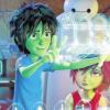 Bunte Mischung: Fred, Honey Lemon, Hiro, Baymax, GoGo und Wasabi (von links) in einer Szene von „Baymax“.