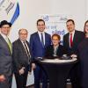 Eine  Allianz für berufliche Bildung: (von links) Moderator Stefan Breitzke gemeinsam  mit  Walter  Heußlein (Präsident  der  Handwerkskammer für Unterfranken),  Max-Martin  Deinhard (stellvertretender Hauptgeschäftsführer der    IHK    Würzburg-Schweinfurt),    Würzburgs   Bürgermeisterin   Marion Schäfer-Blake,  Stefan  Beil (Leiter  der Agentur für Arbeit Würzburg) und Marlen  Wehner (Landesvorsitzende  der  Wirtschaftsjunioren  Bayern).
