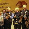 Jubiläumsausstellung: Preisträger und Geehrte des Kaninchenzuchtvereins Randersacker sind (von links) Matilde Imhof, Werner Wallrapp, Wolfgang Imhof, Friedrich Thoma, Ludwig Bögelein und Martina Weirowski. Es fehlen: Jacqueline Hermann und René Cornea.