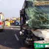 Unfall mit einem Linienbus auf der B27 zwischen Veitshöchheim und Würzburg am vergangenen Donnerstag. Sechs Fahrgäste wurden leicht verletzt, rund 20 Schüler waren an Bord. 