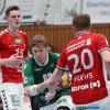 v.li.: Dominik Axmann (Handball Sportverein Hamburg), Julian Sauer (DJK Rimpar Wölfe), Marius Fuchs (Handball Sportverein Hamburg)