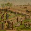 Den Frühling stellt dieses Schulwandbild um 1900 dar, zu sehen im Schulmuseum Lohr.