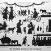 Aus dem Bilderbogen „Die deutschen Frauen im Ersten Weltkrieg“ von Käte Wolff aus dem Jahr 1916: Die Scherenschnitte zeichnen ein optimistisches Bild vom Einsatz der Frauen in Männerberufen.Sammlung Dietrich Hecht, Aschaffenburg