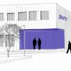 So soll der Haupteingang zum neuen Entwicklungszentrum „Am Donsenhaug“ von Jopp in Bad Neustadt aussehen.