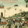 So stellte man sich um 1900 auf einer Postkarte die Zukunft der Mobilität in Würzburg vor.