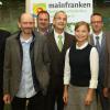 Die Protagonisten des Nachhaltigkeitssymposiums Mainfranken (von links): Sebastian Preil (Brose), Michael Albert (Albert-Haus), Wolfgang Bufe (Bionade), Professor Dr. Mario Schmidt (Hochschule Pforzheim), Asa Petersson (Region Mainfranken GmbH), Markus Mettler (Ebm-Papst), Landrat Florian Töpper.