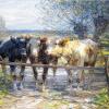 (maw)   Das Museum Georg Schäfer widmet seine große Sommerausstellung mit über 100 Werken dem „Landschaftsmaler mit Tierverstand“ Heinrich von Zügel (1850–1941). Die Eröffnung findet am heutigen Samstag um 15 Uhr statt. Die Information in der „Stadtkultur“, am Pfingstsonntag sei der Eintritt frei, ist falsch. Für die Kinder der digitalen Revolution sind die Bilder Heinrich von Zügels archaisch. So viel Nähe zum Land, zum Tier, zum Grundbedürfnis, zur Abhängigkeit von der Erde, ist uns abhanden gekommen, so die Ankündigung. Zuerst erwarb die Nationalgalerie Berlin bereits 1876 ein Zügel-Gemälde, 1885 die Staatsgalerie Stuttgart, 1888 die Galerien in Breslau und Prag. Im Laufe seines Schaffens wurde Heinrich von Zügel mit Titeln überhäuft: Königlicher Professor, Lehrer in der für ihn gegründeten Abteilung Tiermalerei an der Akademie in München. Von Zügel ist der unverwechselbare Maler einer schöpferischen Natur, die für Mensch und Tier einen erfüllten Lebenskosmos bietet. Sie stellt das Wesentliche des Lebens zur Verfügung: Frieden, Nahrung, Raum zum Atmen, Kräftigung. Doch umsonst ist dies in seinem Bildvokabular nicht zu haben. Der Mensch hat für sein Auskommen, seine Nahrung zu arbeiten, er hat zu hegen und zu pflegen. Zu sehen sind Arbeiten aus dem Bestand des Museums, ergänzt durch Leihgaben unter anderem der Bayerischen Staatsgemäldesammlungen, der Staatsgalerie Stuttgart und vieler Privatleihgeber. Im Bild: „Kühe am Gatter“, um 1910, Öl auf Leinwand.