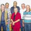 Ehrungen der Wasserwacht: (von links) Vorsitzender Stefan Kuhn, Rudi Parussel, Ernst Rinneberg, Dietrich Kuchler, Hildegard Hahn, Klaus Proels, Rudolf Happ und Kreisvorsitzender Falk Hannemann.