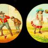 Glasschiebebilder von 1900 zeigen Szenen aus dem Frühling. Glasschiebebilder von 1900 zeigen Szenen aus dem Frühling.
