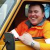Ein Bild aus besseren Zeiten: "Der Pfutzer" im Cockpit des dreirädrigen Minilastwagens.  