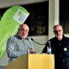 Referent Lutz Ribbe (links) hielt in Urspringen den Vortrag "Die neue Agrarpolitik", rechts BN-Kreisvorsitzender Erwin Scheiner.