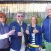 Letzte Prüfungsabnahme. Von Günter Schiedermair (zweiter von links) verabschiedeten sich in Gelchsheim Daniela Hilpert (links), Simone Hofmann und Jochen Fenner.