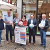 Unterstützen die Aktion „Unterfranken spielt fair”: Hans-Georg Schubert (Weltladen), Stephan Amend (Bürgermeister Partenstein), Julius Gabel (Fairtrade-Steuerungsgruppe Lohr), Christine Kohnle-Weis (2. Bürgermeisterin Lohr), Christian Holzemer (Bürgermeister Frammersbach) und Karlheinz Albert (Bürgermeister Neuendorf).