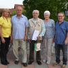 Auszeichnungen beim VdK-Ortsverband Karbach: (von links) Kreisgeschäftsführerin Aurica Gruber, Vorsitzender Josef Laudenbacher (20 Jahre), Günter Riedmann (25), Martha Riedmann (20) sowie stellvertretender Vorsitzender Wolfgang Endres.