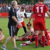 Mit Trauer im Herzen, Leere im Kopf und noch nicht erwachtem Stolz über ihre „geile Saison“: Martin Thomann (von links), Betreuer Günther Schirling, Felix Reusch, Ingo Feser, Julian Grell und Michael Dellinger (verdeckt).