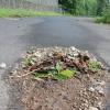 Verstopft waren viele Kanaleinlässe – wie hier am Radweg in Dittelbrunn. Verstopft waren viele Kanaleinlässe – wie hier am Radweg in Dittelbrunn.