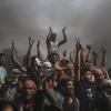 Palästinensische Demonstranten während eines Protests an der Grenze des Gazastreifens zu Israel.