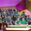 Die 7a des Rhön-Gymnasiums bei den Aufnahmen zur Sendung „Die beste Klasse Deutschlands”, die KiKa am Montag, 7. Mai, um 19.25 Uhr ausstrahlt. In der ersten Reihe Laura Schmitkel , Thorben Ulrich und Nessi.