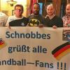 Die Initiatoren des Handball-Stammtischs in der Hafenschänke in Würzburg: (von links) Moderator Johannes Braun, Klaus Beck, Gast Gary Hines (HSC Bad Neustadt), Martin Keupp und Thomas Keupp. Es fehlt Florian Nöth.